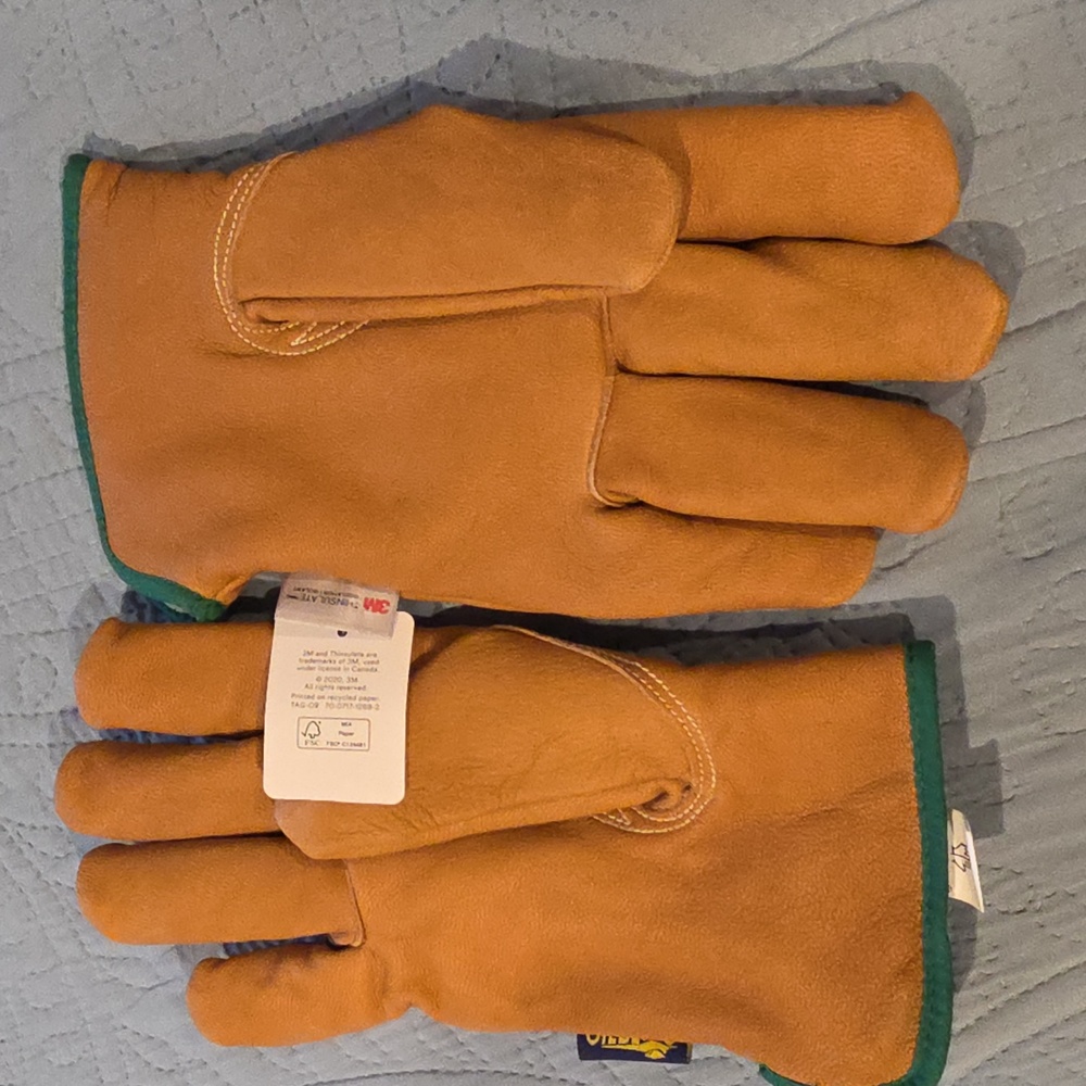 BNWT! 3M Thinsulate Insulation, Endura, XL, Brown Leather Gloves - Picture 3 of 4